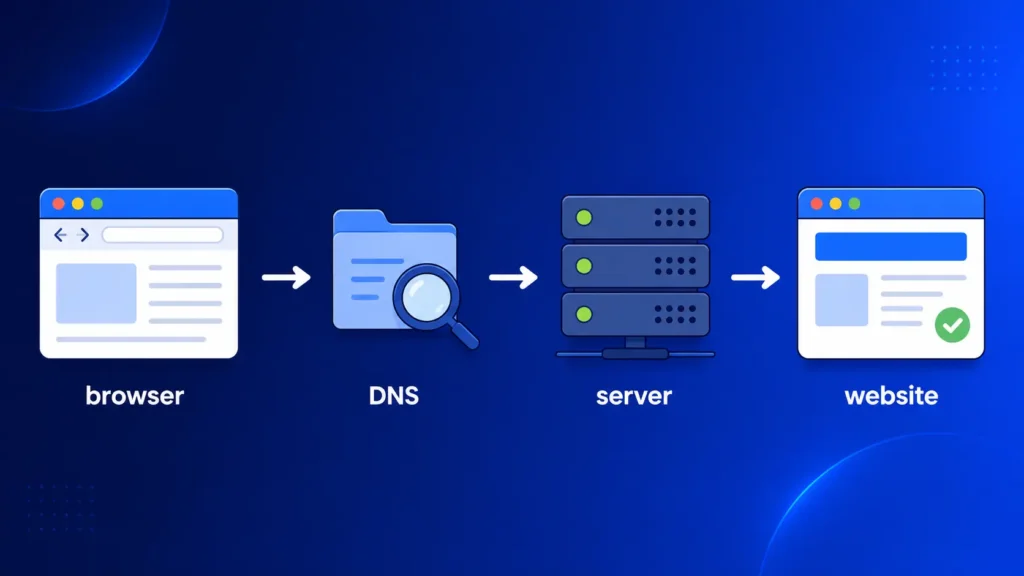 "What is Web Hosting in 2026? A Step-by-Step Diagram Showing from Browser to Hosting Server"