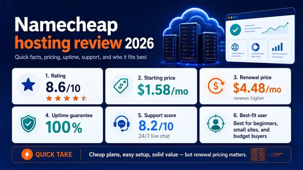 namecheap pricing 2026 visual summary of price, renewal cost, uptime, and support quality namecheap hosting review 2026 and namecheap pricing 2026 visual summary of price, renewal cost, uptime, and support quality