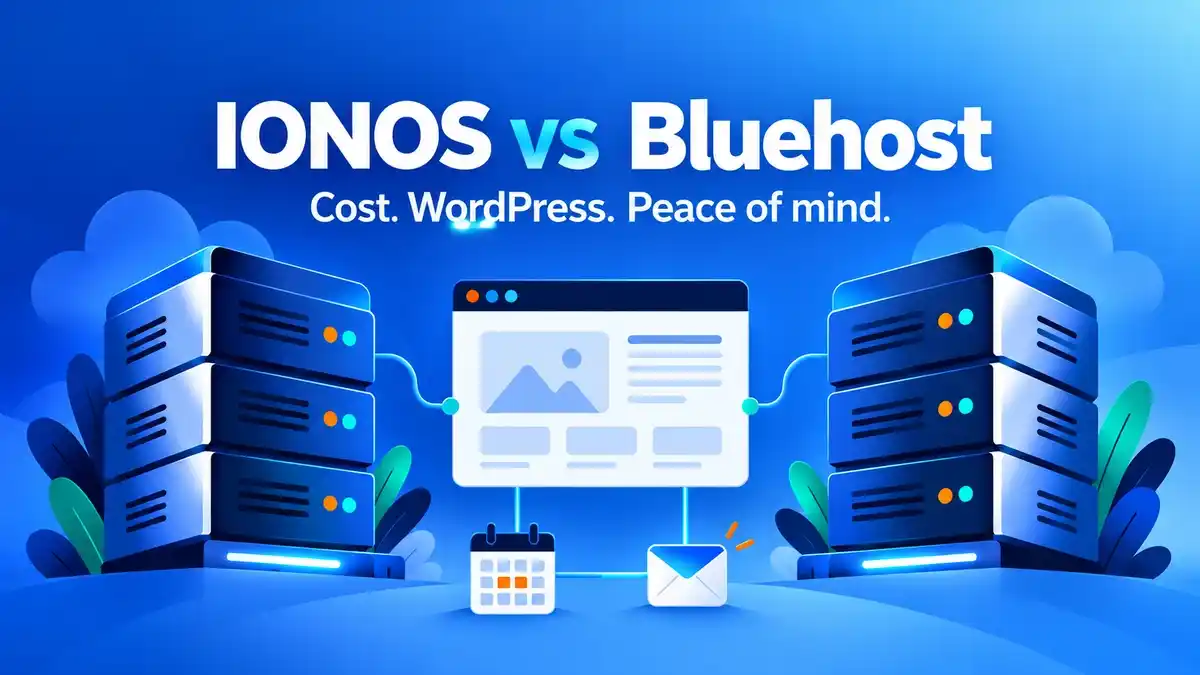 IONOS vs Bluehost hosting comparison for WordPress, pricing, features, and ease of use